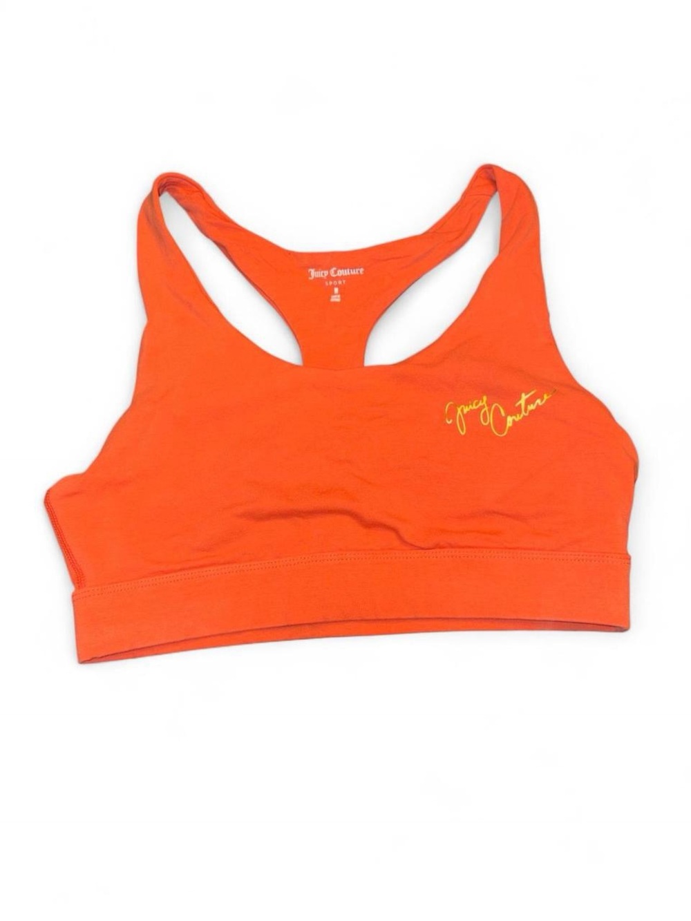 Juicy Couture Bright Orange Racerback Sports Bra with Script Logo